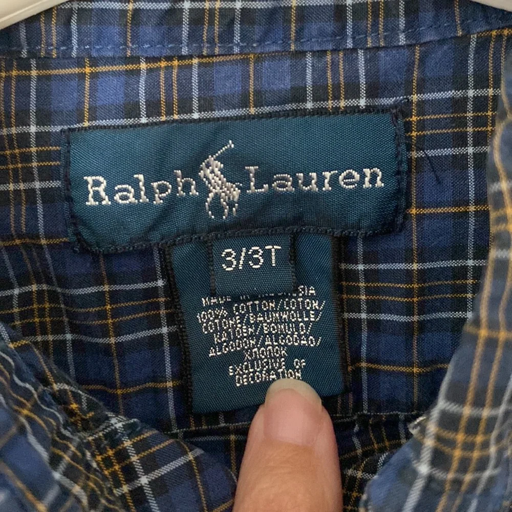 Ralph Lauren Blue Plaid Button Down Dress Shirt - 3T